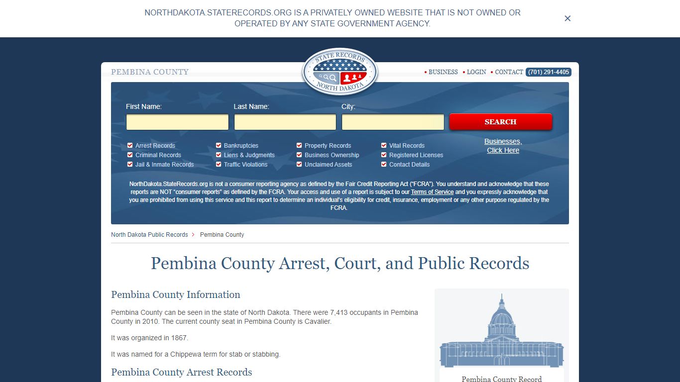 Pembina County Arrest, Court, and Public Records