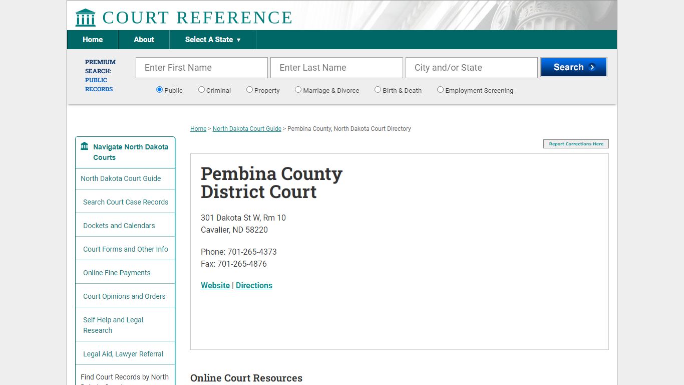 Pembina County District Court - Courtreference.com