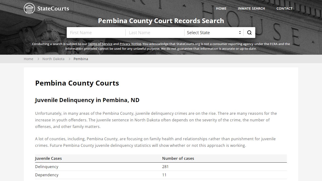 Pembina County, ND Courts - Records & Cases - StateCourts