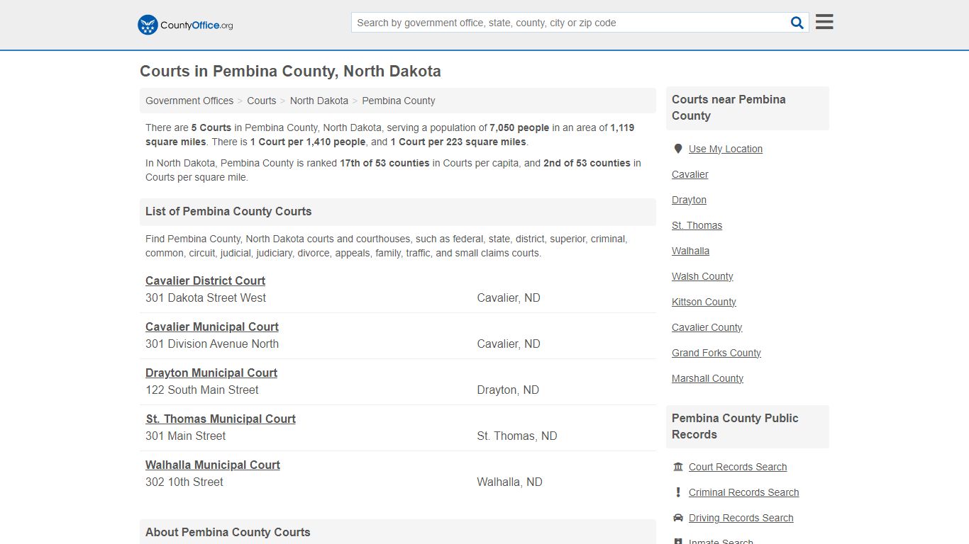 Courts - Pembina County, ND (Court Records & Calendars)